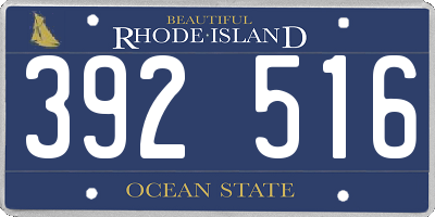 RI license plate 392516