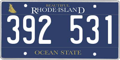 RI license plate 392531