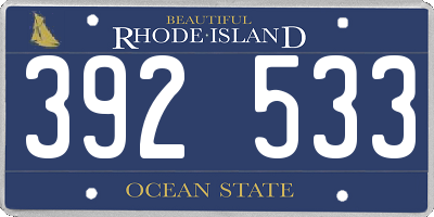 RI license plate 392533