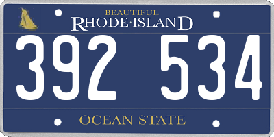 RI license plate 392534