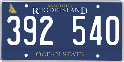 RI license plate 392540