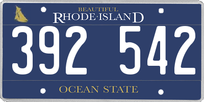 RI license plate 392542