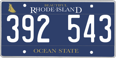 RI license plate 392543