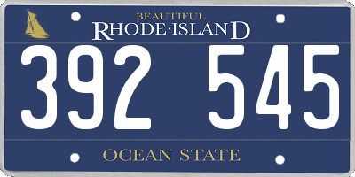 RI license plate 392545