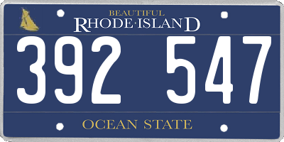 RI license plate 392547