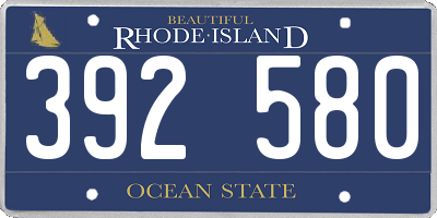 RI license plate 392580