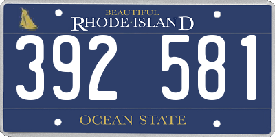 RI license plate 392581