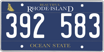 RI license plate 392583