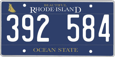 RI license plate 392584