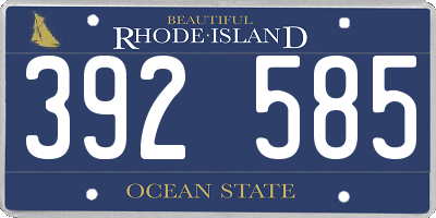 RI license plate 392585