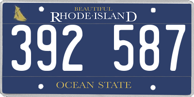 RI license plate 392587