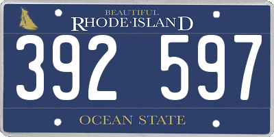 RI license plate 392597