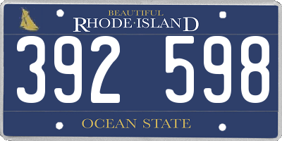 RI license plate 392598