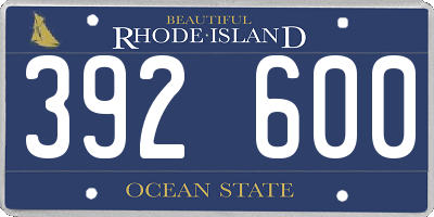 RI license plate 392600