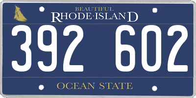 RI license plate 392602