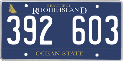 RI license plate 392603