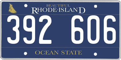 RI license plate 392606