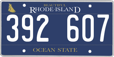 RI license plate 392607