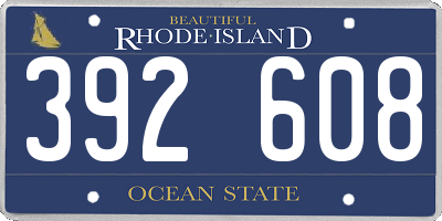 RI license plate 392608