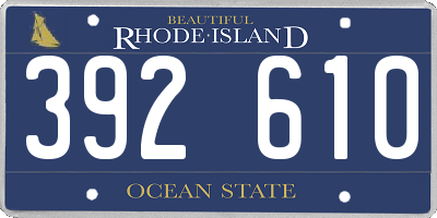 RI license plate 392610