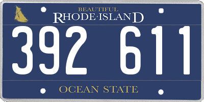 RI license plate 392611