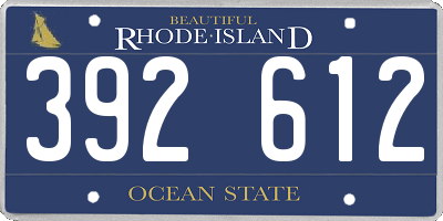RI license plate 392612