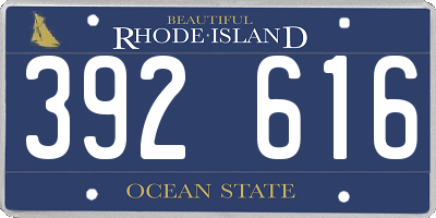 RI license plate 392616