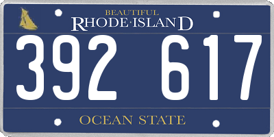 RI license plate 392617