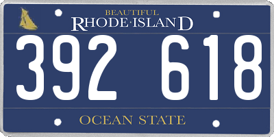 RI license plate 392618