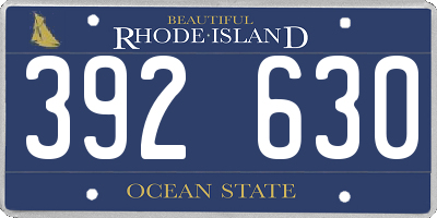 RI license plate 392630