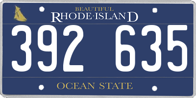 RI license plate 392635