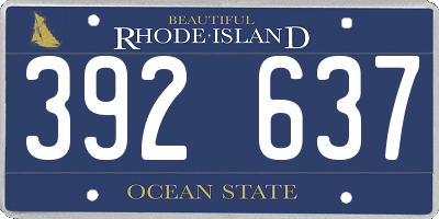RI license plate 392637