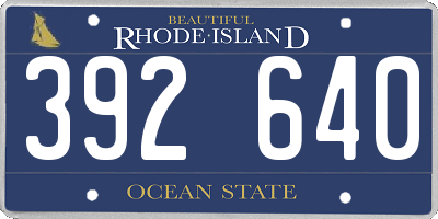 RI license plate 392640