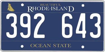 RI license plate 392643
