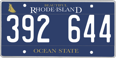 RI license plate 392644