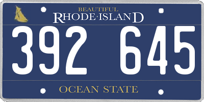 RI license plate 392645