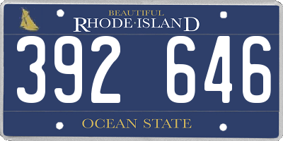 RI license plate 392646