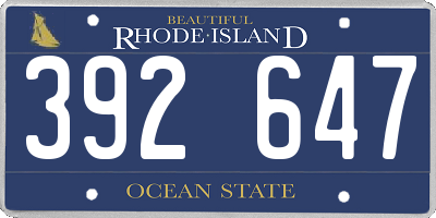 RI license plate 392647