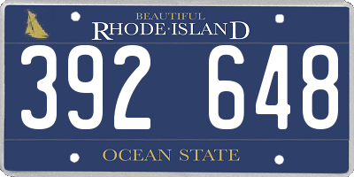 RI license plate 392648