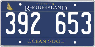 RI license plate 392653