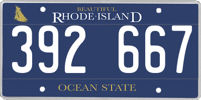 RI license plate 392667