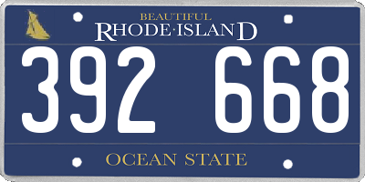 RI license plate 392668