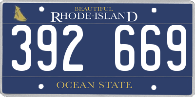 RI license plate 392669