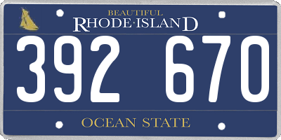 RI license plate 392670