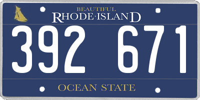 RI license plate 392671