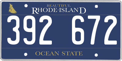 RI license plate 392672