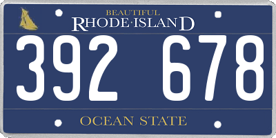 RI license plate 392678