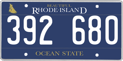 RI license plate 392680