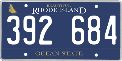 RI license plate 392684