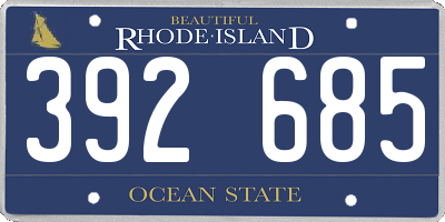 RI license plate 392685